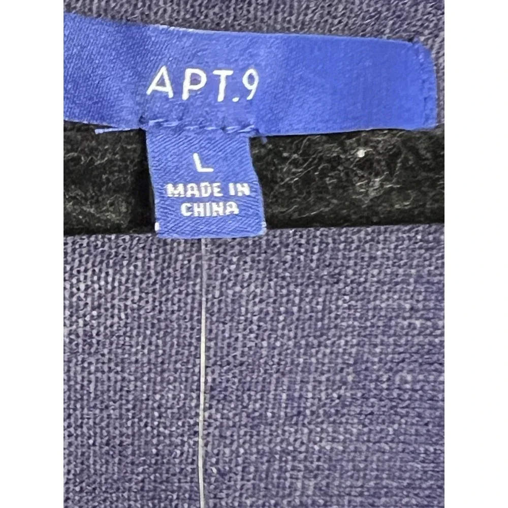 Apt.9 Womens Long Sleeve Top Navy Blue Large Soft Casual Outdoor V-Neck Stretchy